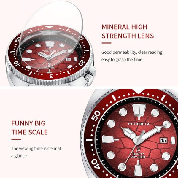 FOXBOX FB0025 Alloy Calendar Watch Luminous Waterproof Rotatable Quartz Watch (Green) - Image 6