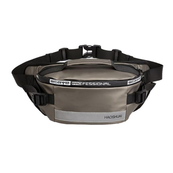 HAOSHUAI Outdoor Running Waist Bag With Reflecting Strip Chest Bag (1100-6 Khaki)