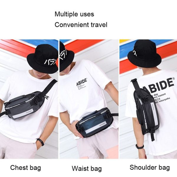 HAOSHUAI Outdoor Running Waist Bag With Reflecting Strip Chest Bag (1100-6 Khaki) - Image 6