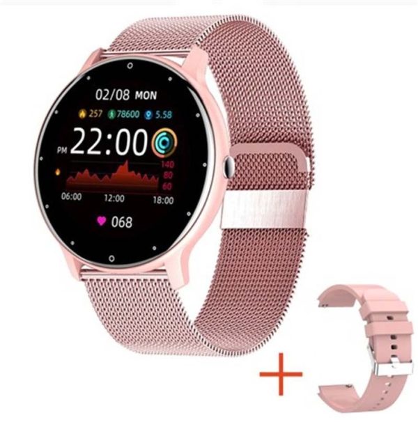 BW0223 Heart Rate / Blood Oxygen / Blood Pressure Monitoring Bluetooth Smart Calling Watch, Color: Mesh Pink