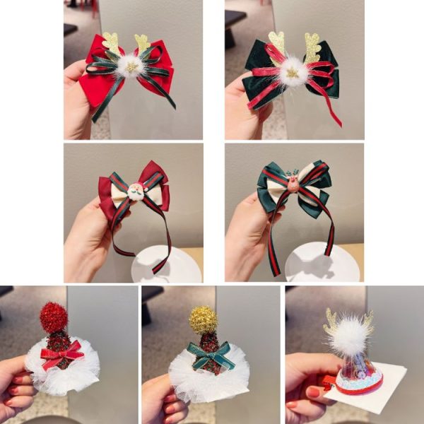 Christmas Gold Velvet Headdress Duckbill Clip, Color: LD055 Dark Green - Image 2