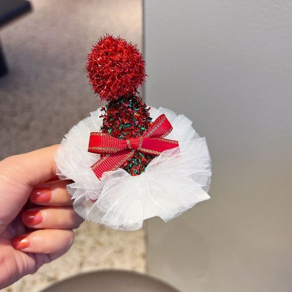 Christmas Gold Velvet Headdress Duckbill Clip, Color: LD113 Red