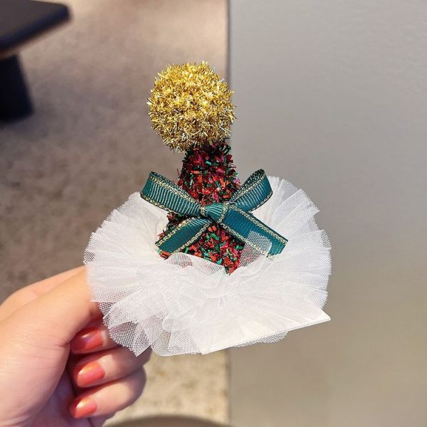 Christmas Gold Velvet Headdress Duckbill Clip, Color: LD113 Green