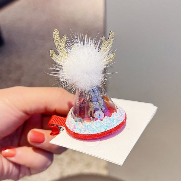 Christmas Gold Velvet Headdress Duckbill Clip, Color: LD113 Antler Hat Clip