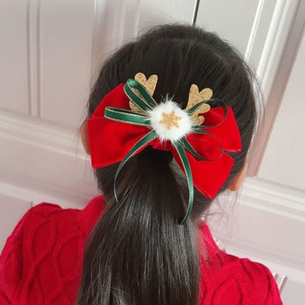 Christmas Gold Velvet Headdress Duckbill Clip, Color: LD113 Antler Hat Clip - Image 5