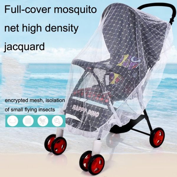 Full Cover Folding Mosquito Net Plus Encrypted Stroller Mosquito Net (White) - Image 6