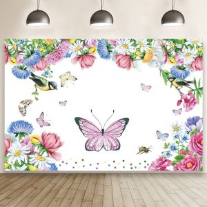 1.5m X 1m Butterfly Pattern Photography Backdrop Birthday Party Decoration Background Cloth (MDZ00509)