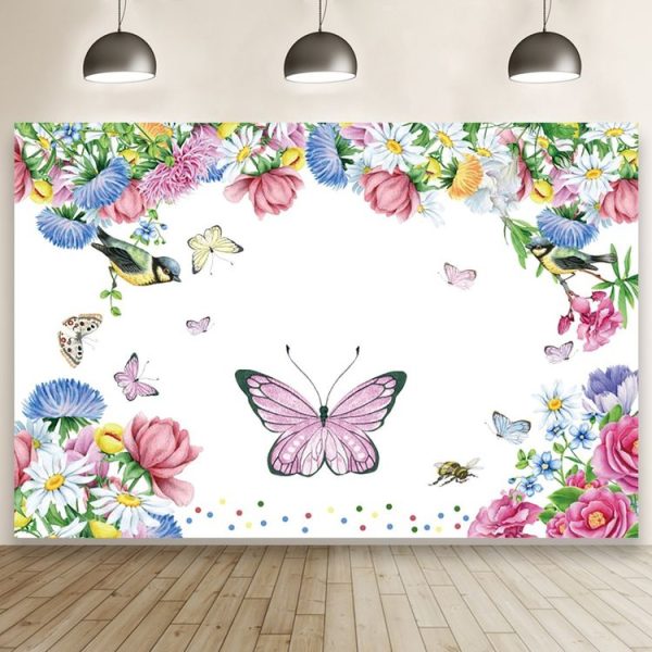1.5m X 1m Butterfly Pattern Photography Backdrop Birthday Party Decoration Background Cloth (MDZ00509)