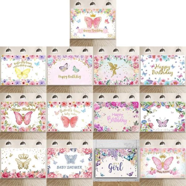 1.5m X 1m Butterfly Pattern Photography Backdrop Birthday Party Decoration Background Cloth (MDZ00509) - Image 2