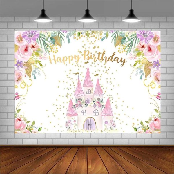 1.5m X 1m Cartoon Castle Photography Background Cloth Birthday Party Scene Decoration - Image 2