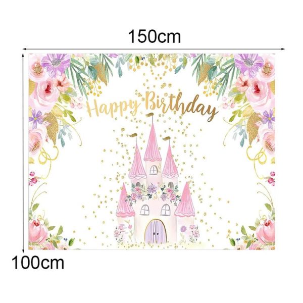 1.5m X 1m Cartoon Castle Photography Background Cloth Birthday Party Scene Decoration - Image 3