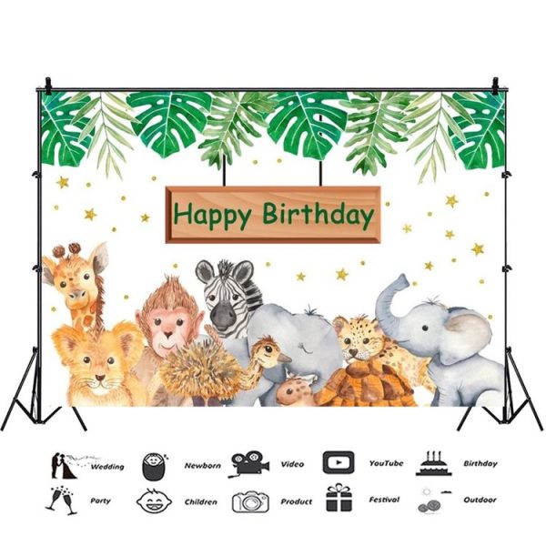 MDN13326 1.5m x 1m Animal Forest Cartoon Birthday Party Banquet Decoration Photo Background Cloth - Image 3