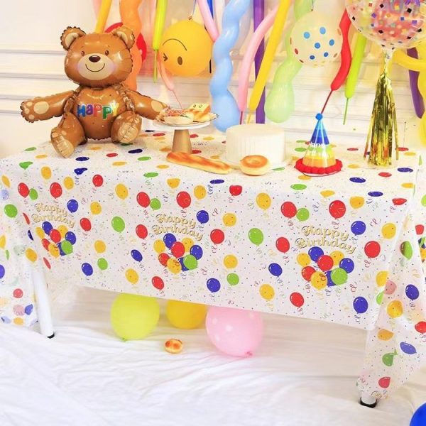 2pcs Birthday Party Disposable Tablecloth Decorations Photo Props 137 x 274cm (Colorful Wave Dot)
