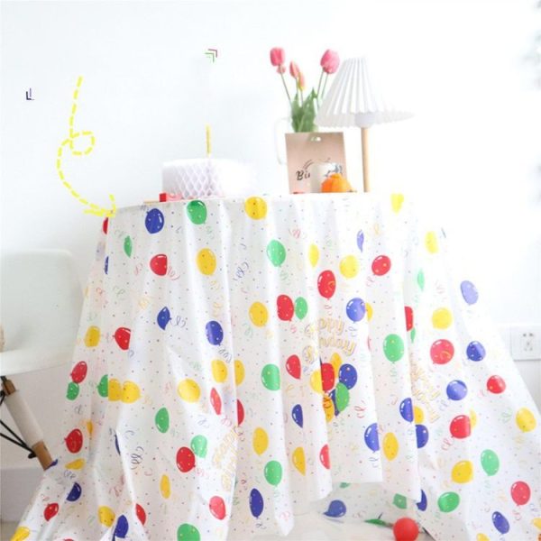 2pcs Birthday Party Disposable Tablecloth Decorations Photo Props 137 x 274cm (Colorful Wave Dot) - Image 2