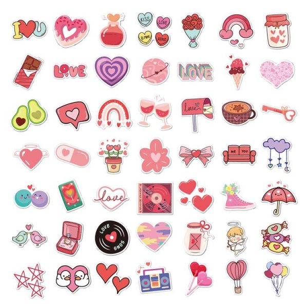 4sets Valentine Day Gifts Decorative Stickers Cartoon Waterproof Water Cup Sticker, Spec: N14 - Image 3