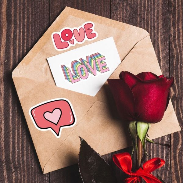 4sets Valentine Day Gifts Decorative Stickers Cartoon Waterproof Water Cup Sticker, Spec: N14 - Image 4