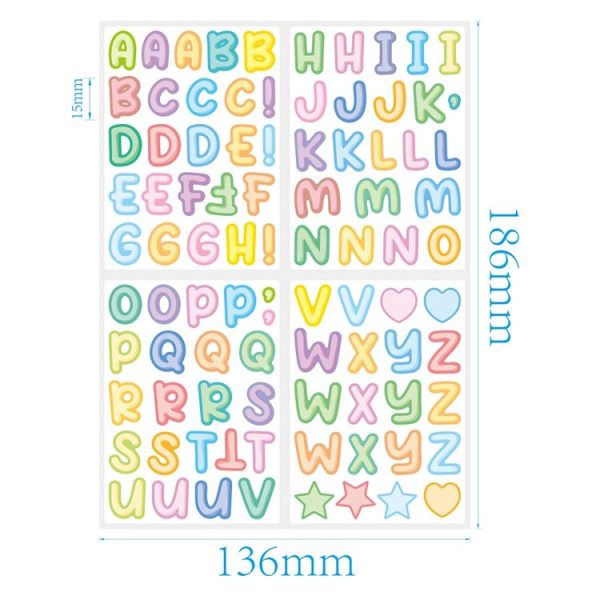 20pcs ZPKTZM Children Cartoon Colorful Letters Stickers DIY Lunch Box Waterproof Sticker (136x186mm) - Image 3