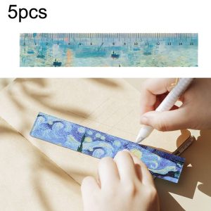 5pcs 15cm Acrylic Straight Ruler Painting Hand Account Tool Student Ruler (Sunrise)