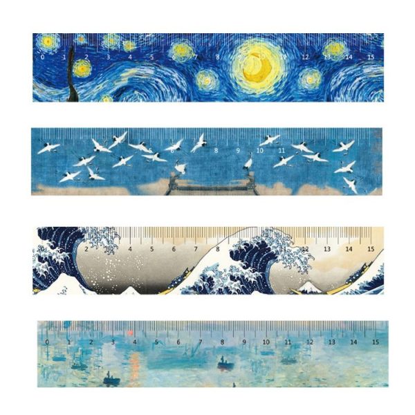 5pcs 15cm Acrylic Straight Ruler Painting Hand Account Tool Student Ruler (Sunrise) - Image 2