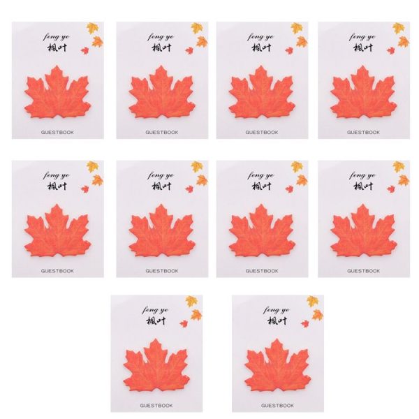 10pcs F073 Cute Small Fresh Leaves Sticky Notes Handbook Decorative Stickers (Maple Leaf)