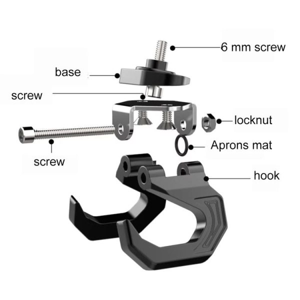 Motorcycle Electric Bike Item Movable Double Hooks Aluminum Helmet Hanger Modification Accessories (Black) - Image 4