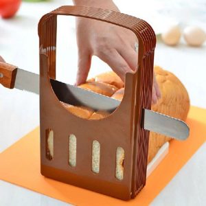 Home Baking Tool Bread Loaf Toast Kitchen Slicer Cutter (Brown)