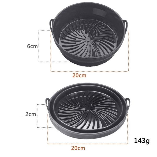 Air Fryer Grill Mat High Temperature Resistant Silicone Baking Tray, Specification: Round Black - Image 2