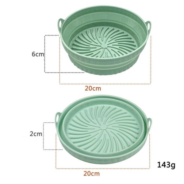 Air Fryer Grill Mat High Temperature Resistant Silicone Baking Tray, Specification: Round Green - Image 2
