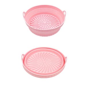 Air Fryer Grill Mat High Temperature Resistant Silicone Baking Tray, Specification: Round Pink
