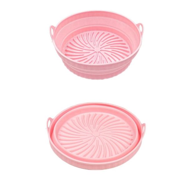 Air Fryer Grill Mat High Temperature Resistant Silicone Baking Tray, Specification: Round Pink