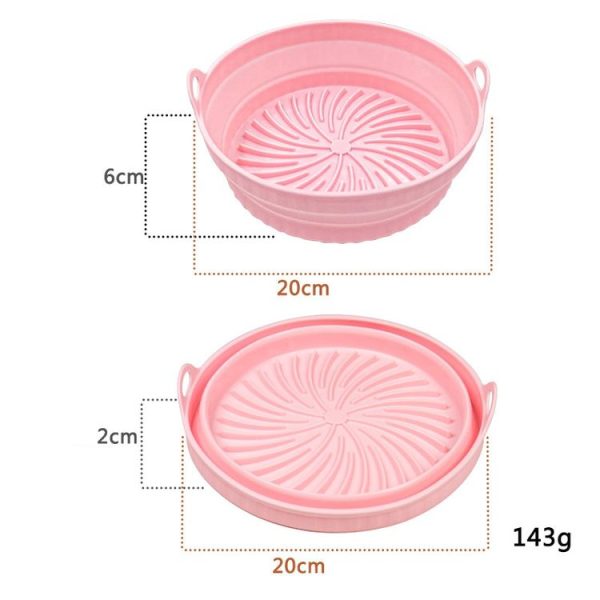 Air Fryer Grill Mat High Temperature Resistant Silicone Baking Tray, Specification: Round Pink - Image 2