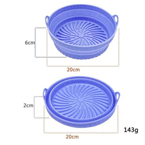 Air Fryer Grill Mat High Temperature Resistant Silicone Baking Tray, Specification: Round Blue - Image 2