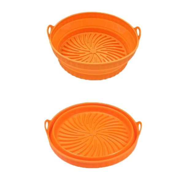 Air Fryer Grill Mat High Temperature Resistant Silicone Baking Tray, Specification: Round Orange