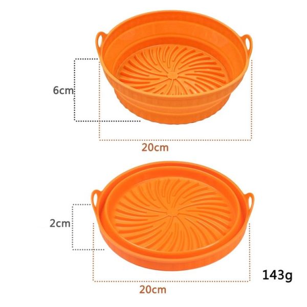 Air Fryer Grill Mat High Temperature Resistant Silicone Baking Tray, Specification: Round Orange - Image 2