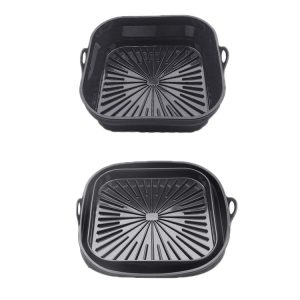 Air Fryer Grill Mat High Temperature Resistant Silicone Baking Tray, Specification: Square Black