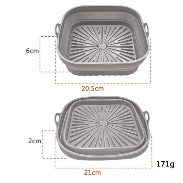 Air Fryer Grill Mat High Temperature Resistant Silicone Baking Tray, Specification: Square Gray - Image 2