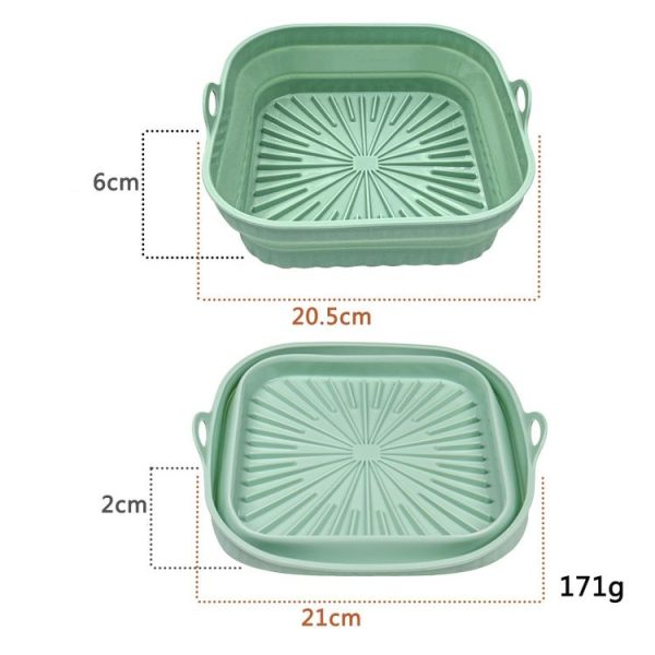 Air Fryer Grill Mat High Temperature Resistant Silicone Baking Tray, Specification: Square Green - Image 2