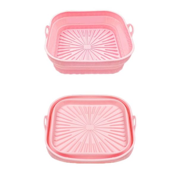 Air Fryer Grill Mat High Temperature Resistant Silicone Baking Tray, Specification: Square Pink