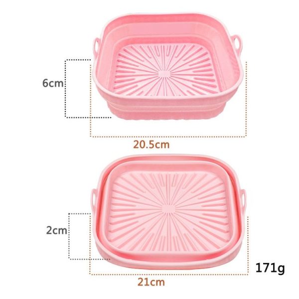Air Fryer Grill Mat High Temperature Resistant Silicone Baking Tray, Specification: Square Pink - Image 2