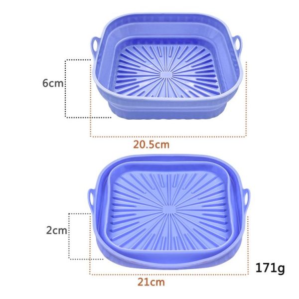 Air Fryer Grill Mat High Temperature Resistant Silicone Baking Tray, Specification: Square Blue - Image 2