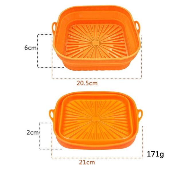 Air Fryer Grill Mat High Temperature Resistant Silicone Baking Tray, Specification: Square Orange - Image 2