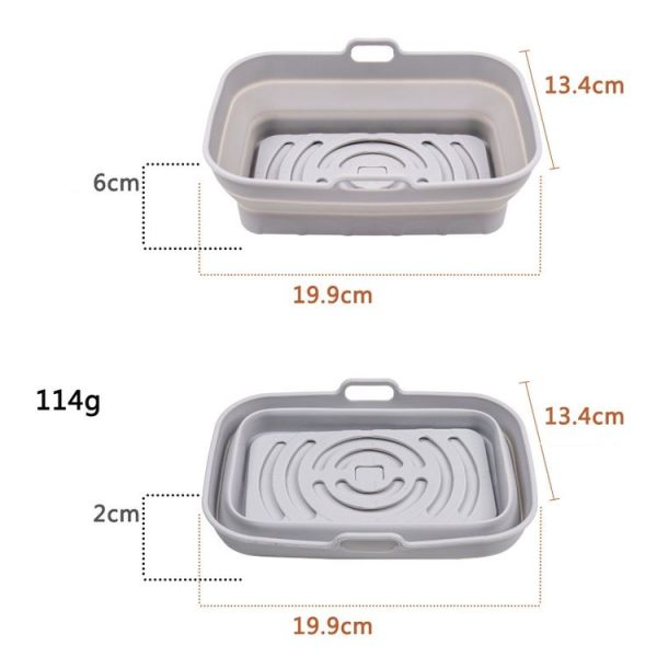 Air Fryer Grill Mat High Temperature Resistant Silicone Baking Tray, Specification: Rectangular Gray - Image 2