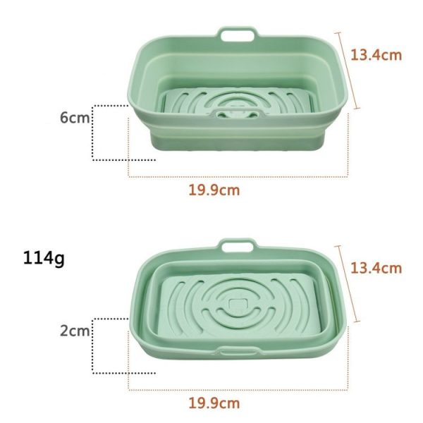 Air Fryer Grill Mat High Temperature Resistant Silicone Baking Tray, Specification: Rectangular Green - Image 2