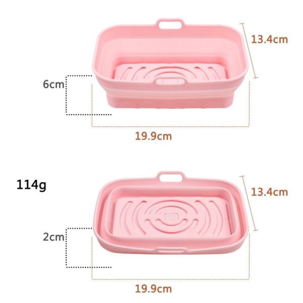 Air Fryer Grill Mat High Temperature Resistant Silicone Baking Tray, Specification: Rectangular Pink - Image 2