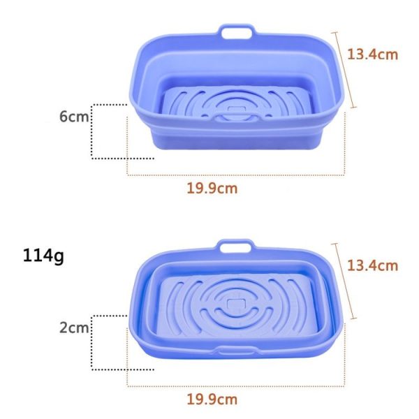 Air Fryer Grill Mat High Temperature Resistant Silicone Baking Tray, Specification: Rectangular Blue - Image 2