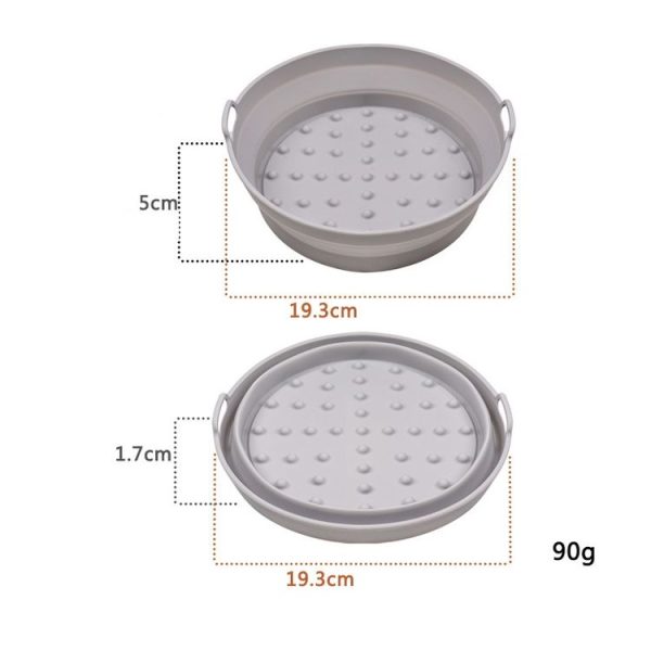 Air Fryer Grill Mat High Temperature Resistant Silicone Baking Tray, Specification: Small Round Gray - Image 2