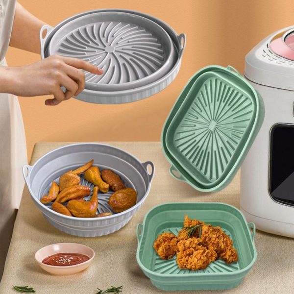 Air Fryer Grill Mat High Temperature Resistant Silicone Baking Tray, Specification: Small Round Gray - Image 6