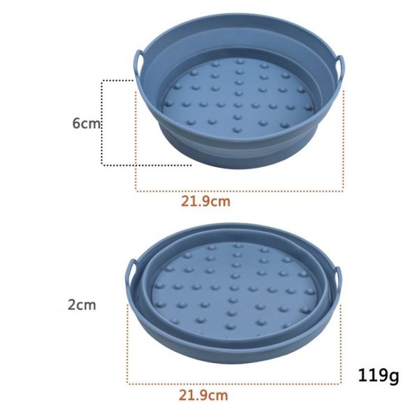 Air Fryer Grill Mat High Temperature Resistant Silicone Baking Tray, Specification: Large Round Dark Blue - Image 2