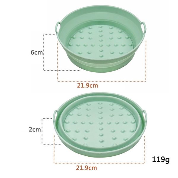 Air Fryer Grill Mat High Temperature Resistant Silicone Baking Tray, Specification: Large Round Green - Image 2