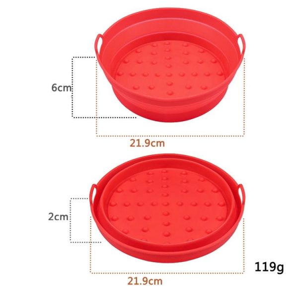 Air Fryer Grill Mat High Temperature Resistant Silicone Baking Tray, Specification: Large Round Red - Image 2
